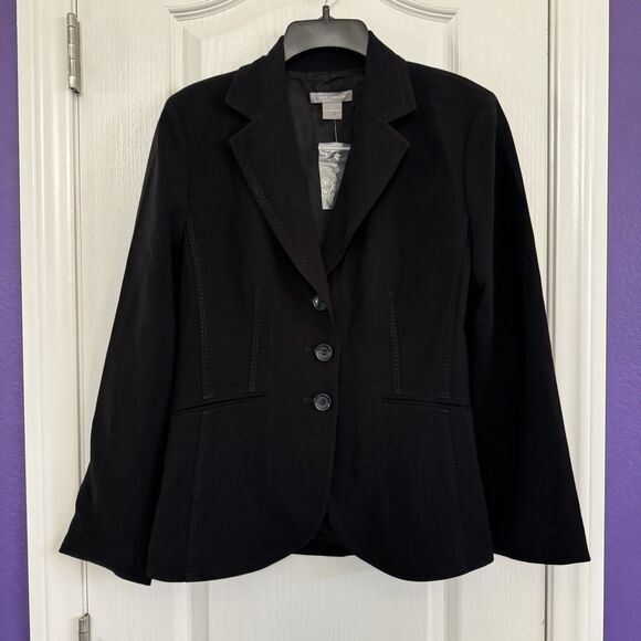 ANN TAYLOR 3 Button Blazer Jacket Black Lined Unique Stitch Women’s Size 2 - Picture 11 of 12